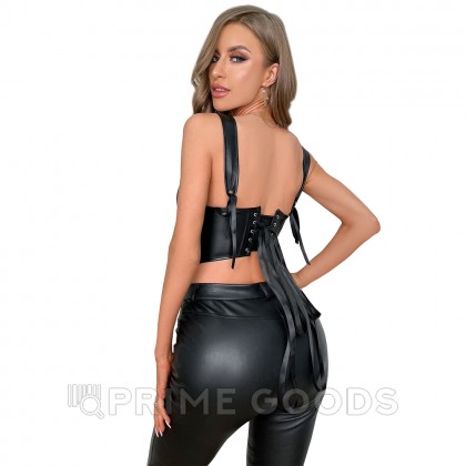 Кожаный топ-корсет Ohyeah на косточках со шнуровкой, XL от sex shop primegoods фото 4