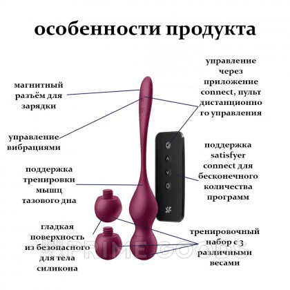 Тренажер Кегеля Satisfyer Love Birds Vary (Connect App) бордовый от sex shop primegoods фото 5