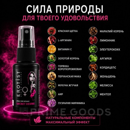 Возбуждающий спрей Erotist SECRET DESIRE для женщин, 30 мл от sex shop primegoods фото 3