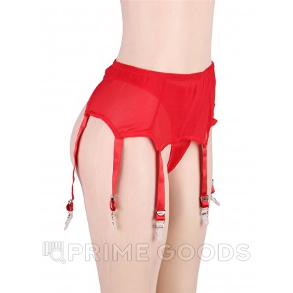 Пояс красный для чулок с ремешками на клипсах (XL-2XL) от sex shop primegoods фото 2