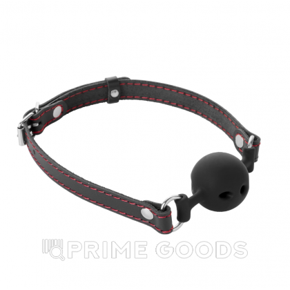 Кляп 3.8 см с черными ремнями и контрастной строчкой от sex shop primegoods