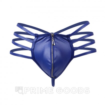 Кожаные мужские стринги Ohyeah Zipper Blue, на молнии со стрепами, L от sex shop primegoods фото 6
