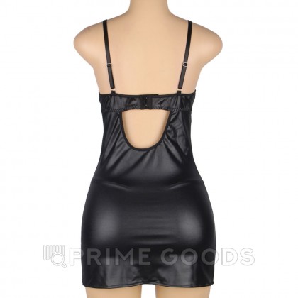Кожаное платье с кружевом и стрепами Ohyeah Sexy Black +стринги, 3XL-4XL от sex shop primegoods фото 7