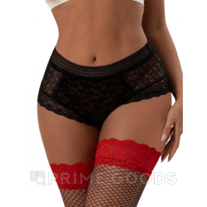 Трусики бразилиана Floral Lace, черные, XS-S от sex shop primegoods