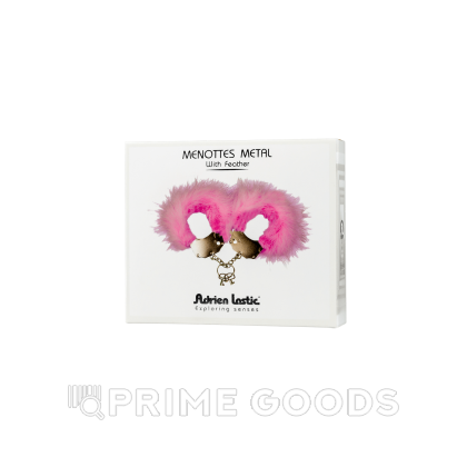 Наручники Adrien LasticМ металл, с розовыми перьями  от sex shop primegoods фото 5