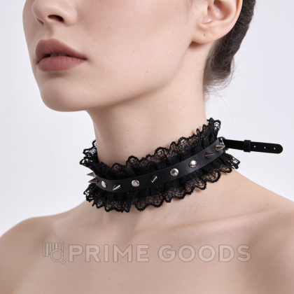 Чокер с шипами и черным кружевом от sex shop primegoods фото 2
