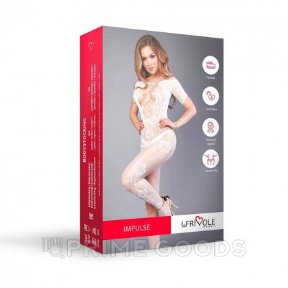 Боди-комбинезон белый c рукавом и вырезом на груди (Impulse) (S-L) от sex shop primegoods фото 11