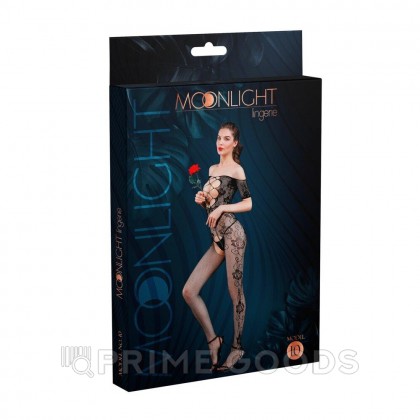 Боди сетка с принтом роз от Moonlight модель №10 черная от sex shop primegoods фото 2