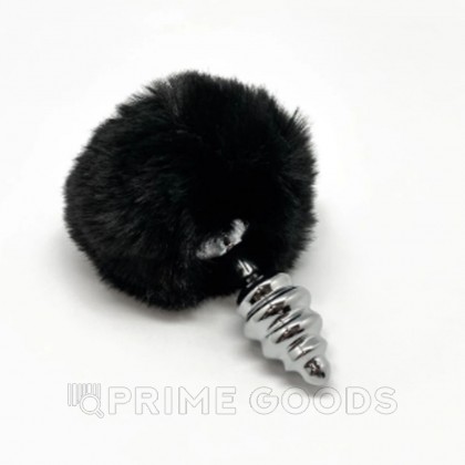 Металлическая анальная пробка с черным хвостиком Twist от Alive (7*2,8 см.) от sex shop primegoods фото 5