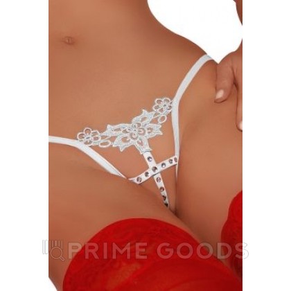 Стринги со стразами и кружевом, белые от sex shop primegoods