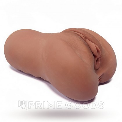 Компактный двойной мастурбатор реалистичного вида 1 (тёмный телесный) от sex shop primegoods