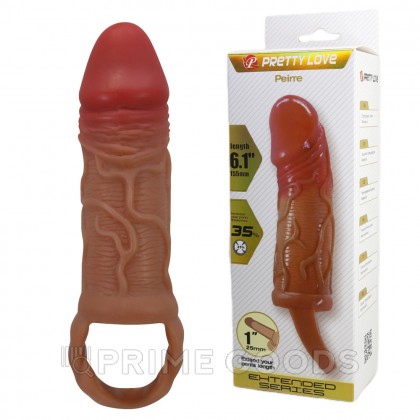 Насадка-удлинитель с кольцом для мошонки  «Peirre» телесная от sex shop primegoods
