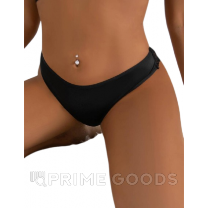 Трусики-танга женские с цветочным принтом, черные, XL-2XL от sex shop primegoods