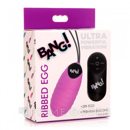 Ребристое виброяйцо Bang! 28X Ribbed Silicone Egg с дистанционным управлением, фиолетовый, 7х3 см от sex shop primegoods фото 5