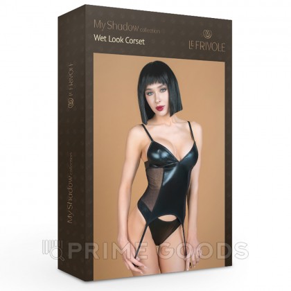 Корсаж с трусиками из материала wet look (My Shadow) (S/M)  от sex shop primegoods фото 2
