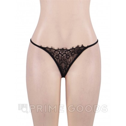 Комплект белья черный: бра, стринги и пояс с ремешками (размер XL-2XL) от sex shop primegoods фото 8