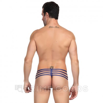 Кожаные мужские стринги Ohyeah Zipper Blue, на молнии со стрепами, L от sex shop primegoods фото 3