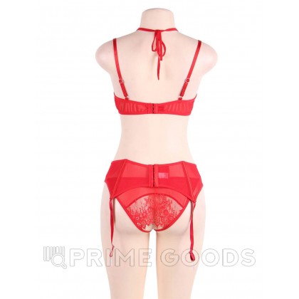 Комплект белья красный: бра, стринги и пояс с ремешками (размер M-L) от sex shop primegoods фото 4