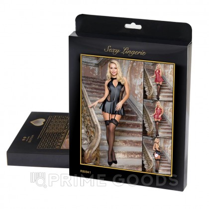Кожаное платье со шнуровкой и юбкой-воланом Ohyeah +стринги, XL-2XL от sex shop primegoods фото 2