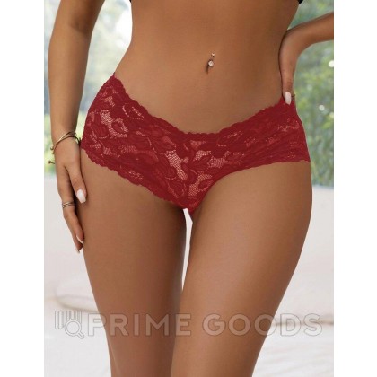 Трусики-шортики кружевные, бордовые, XS-S от sex shop primegoods фото 2