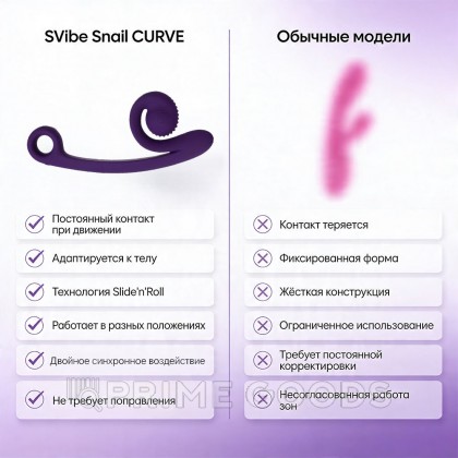 Вибратор для двойной стимуляции SVibe Snail CURVE фиолетовый от sex shop primegoods фото 2