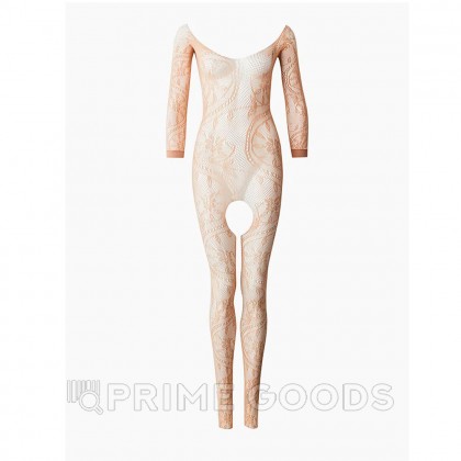 Боди-комбинезон бежевый с узором и длинным рукавом Impulse, S-L от sex shop primegoods фото 2