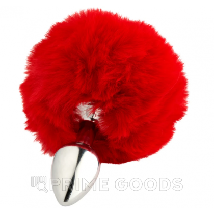 Металлическая анальная пробка с красным хвостиком Fluffy от Alive (7*3,2 см.) от sex shop primegoods фото 3