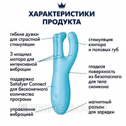 Клиторальный вибростимулятор Satisfyer Threesome 4 Connect App голубой от sex shop primegoods фото 10