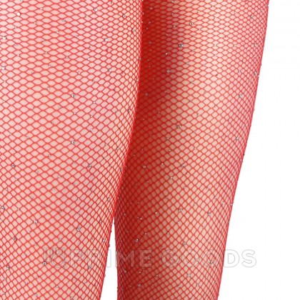 Колготки в сетку в виде пояса с чулками Diamonds красные (размер XS-M) от sex shop primegoods фото 3