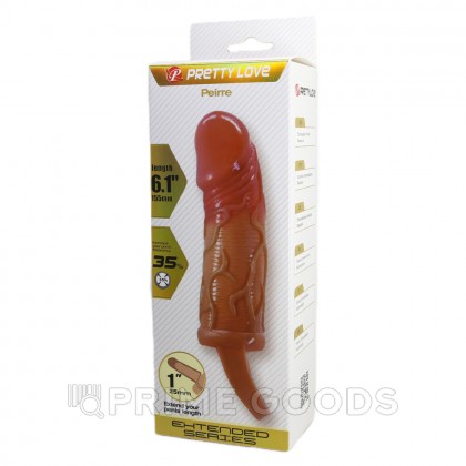 Насадка-удлинитель с кольцом для мошонки  «Peirre» телесная от sex shop primegoods фото 2