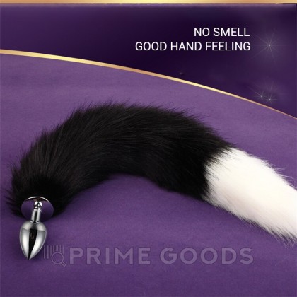 Металлический анальный плаг с хвостиком от sex shop primegoods фото 3