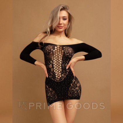 Искрящееся старзами черное платье с длинными рукавами (SPARK) (S/XXL) от sex shop primegoods