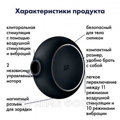 Воздушный клиторальный стимулятор с вибрацией Satisfyer Pro To Go 3, черный от sex shop primegoods фото 7
