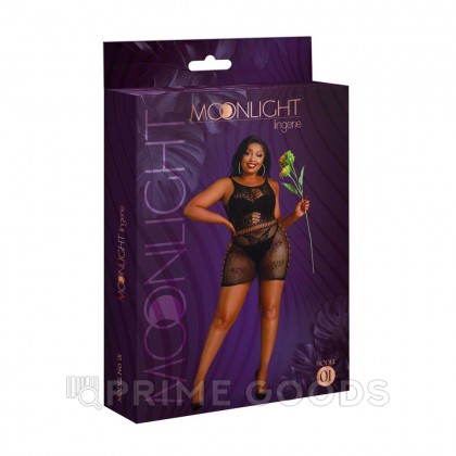 Сексуальное платье-сетка с принтом бабочек от Moonlight модель № 01 черное (plus size) от sex shop primegoods фото 6