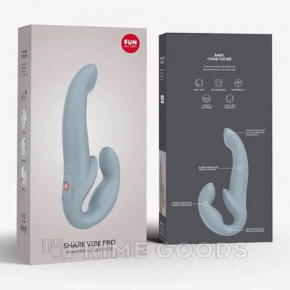 Безремневой страпон с вибрацией Share Vibe Pro от Fun Factory (серый) от sex shop primegoods фото 4