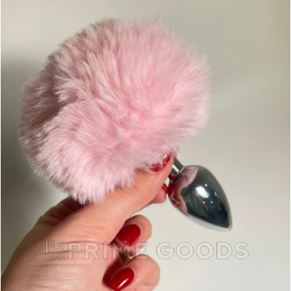 Металлическая анальная пробка с розовым хвостиком Fluffly от Alive (8*3,5 см.) от sex shop primegoods фото 4