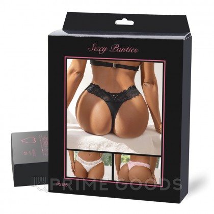 Трусики танга Sexy Floral Lace, черные, 3XL от sex shop primegoods фото 2