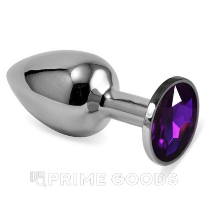Серебряная пробка с кристаллом (фиолетовый) от sex shop primegoods