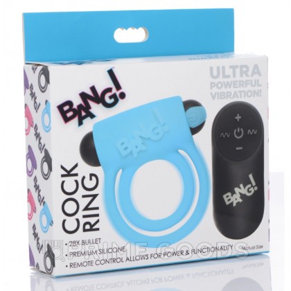 Bang! 28X Remote Control Vibrating Cock Ring & Bullet - эрекционное виброкольцо с дистанционным управлением, 7.6 см (голубой) от sex shop primegoods фото 5