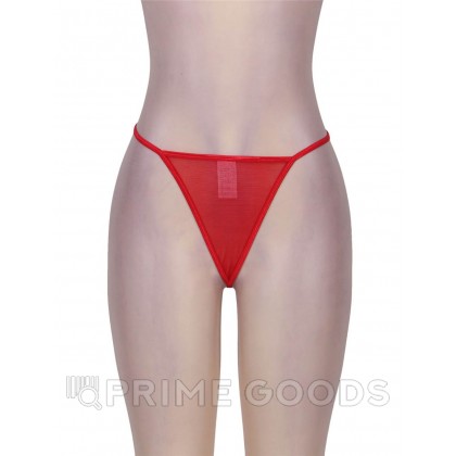 Кружевной пояс для чулок + стринги красные Sexy Lace (размер XL-2XL) от sex shop primegoods фото 8