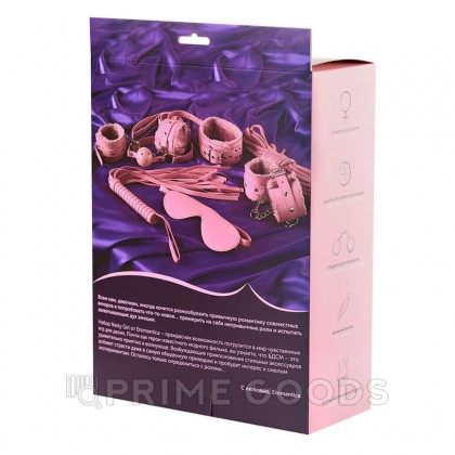 Набор для ролевых игр БДСМ Eromantica, розовый (маска, наручники, оковы, ошейник, флоггер) от sex shop primegoods фото 5