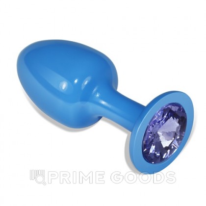 Голубая анальная пробка с фиолетовым кристаллом от sex shop primegoods