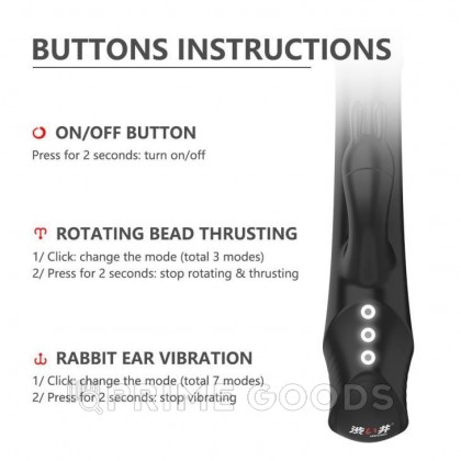 Вибратор, ротатор, пульсатор - DryWell Rabbit Vibrator, чёрный от sex shop primegoods фото 3