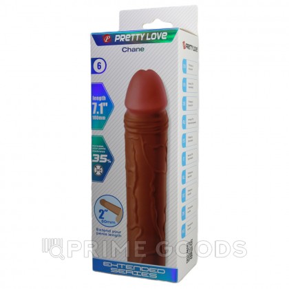 Реалистичная насадка на пенис Chane, коричневый, 18 см от sex shop primegoods фото 8