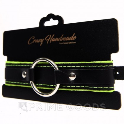 Ошейник с мягкой зеленой подкладкой Crazy Handmade от sex shop primegoods фото 2