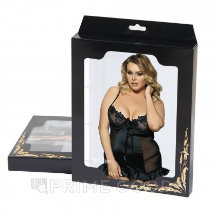 Прозрачный бэби-долл с вышивкой и оборками черный (размер M-L) от sex shop primegoods фото 5