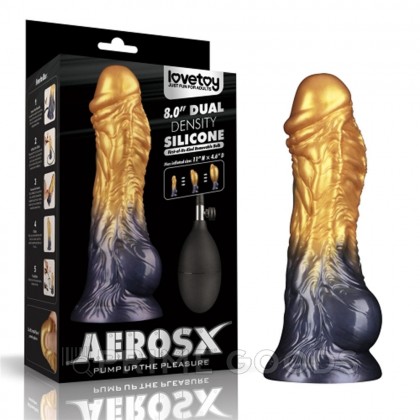 Фаллоимитатор надувной Lovetoy AerosX (15,3×5 см) с двойной плотностью, золотистый от sex shop primegoods