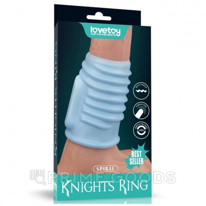 Насадка на пенис с вибрацией Spiral Knights Ring  (10*3,6) голубая от sex shop primegoods