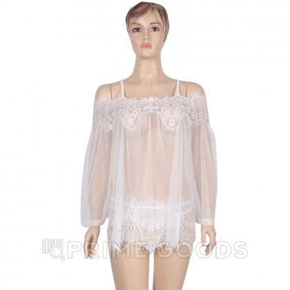 Прозрачная туника с цветочным принтом белая (размер XS-S) от sex shop primegoods фото 4