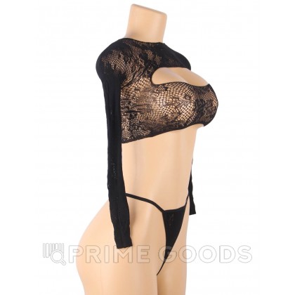 Сексуальный набор: прозрачный топ с длинным рукавом и стринги черный (размер XS-М) от sex shop primegoods фото 3